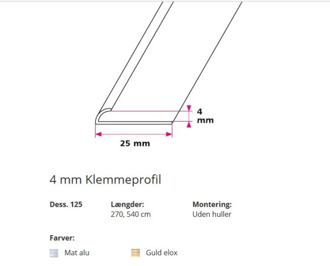 4 mm. klemmeprofil