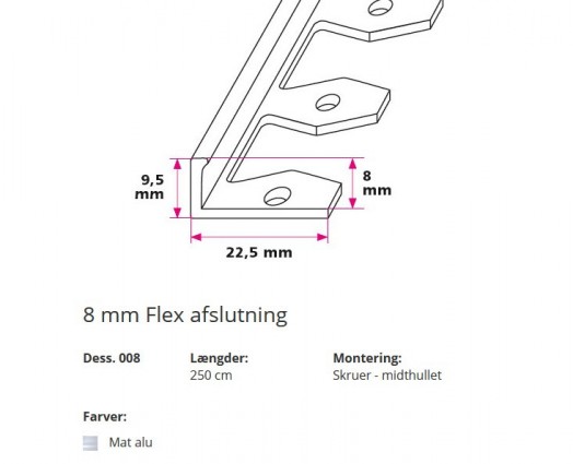 8 mm. Flex afslutning