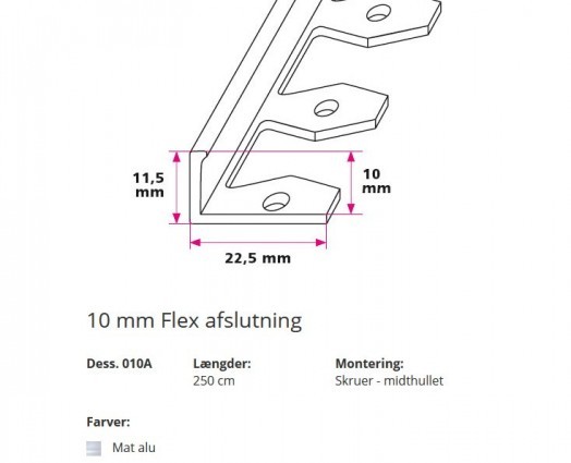 10 mm. Flex afslutning