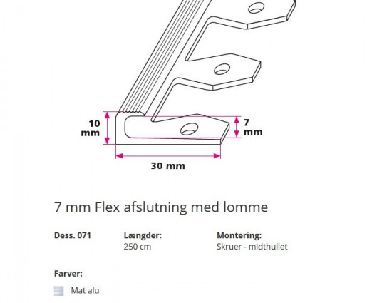 7 mm Flex afslutning med lomme