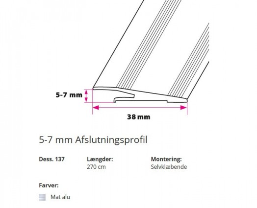 5-7 mm Afslutningsprofil