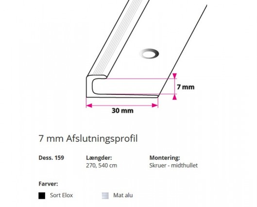 7 mm Afslutningsprofil