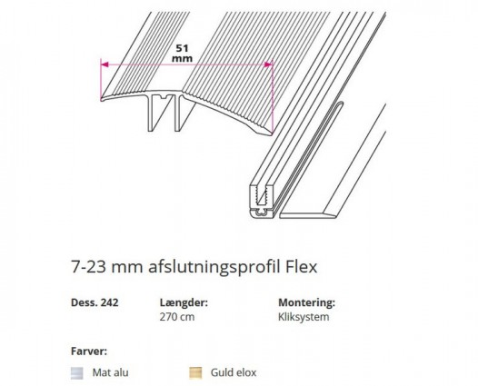 7-23 mm afslutningsprofil Flex