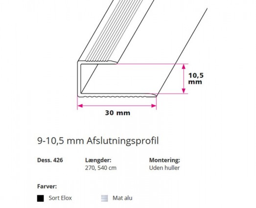 9-10,5 mm Afslutningsprofil