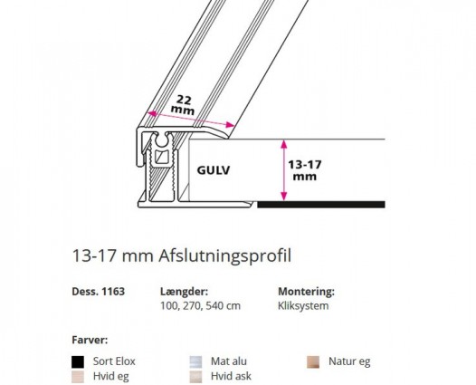 13-17 mm Afslutningsprofil