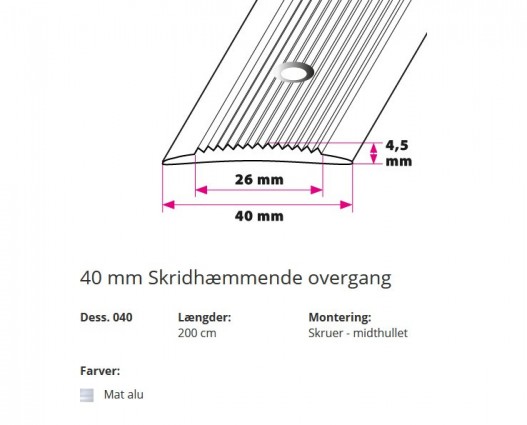 40 mm Skridhæmmende overgang