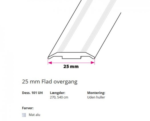 25 mm Flad overgang UH