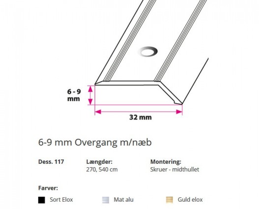 6-9 mm Overgang m/næb