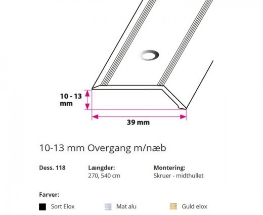 10-13 mm Overgang m/næb