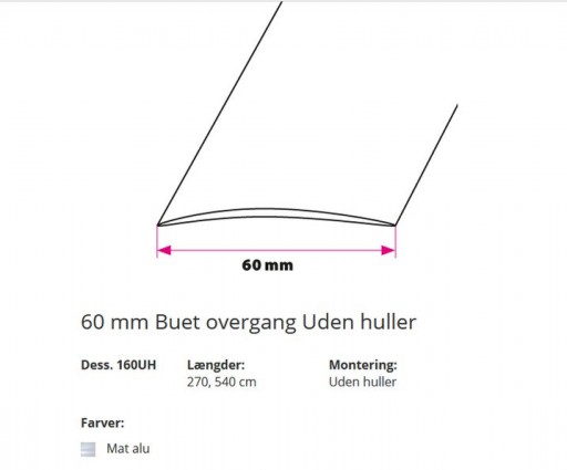 60 mm Buet overgang Uden huller