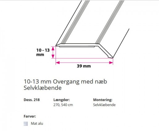 10-13 mm Overgang med næb Selvklæbende