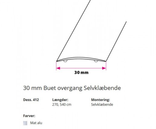 30 mm Buet overgang Selvklæbende