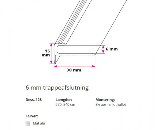 6 mm Trappeafslutning