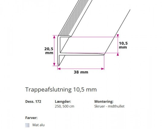 10,5 mm Trappeafslutning