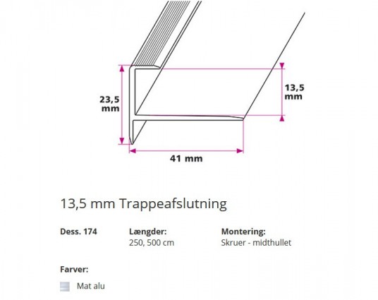 13,5 mm Trappeafslutning